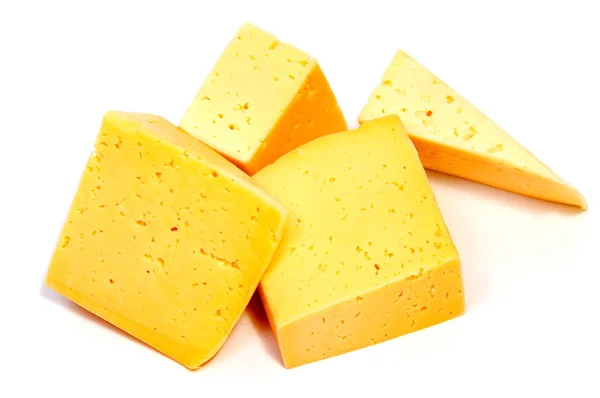 Cheese block isolated on white background cutout — Stock Photo, Image