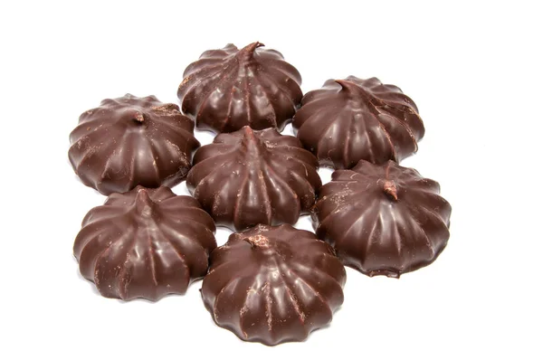 Pile of marshmallows glazed with chocolate. — Stock Photo, Image