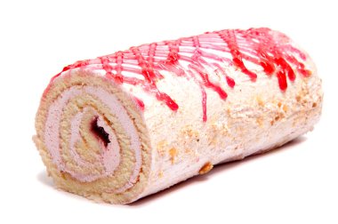 Bisküvi İsviçre rulo üzerinde beyaz izole 