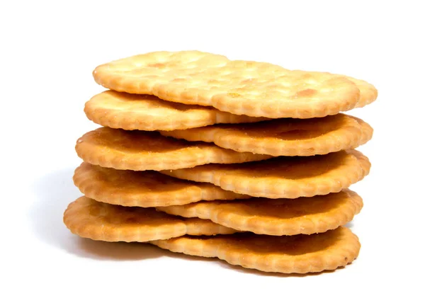 Salted cracker isolated on over white background — Stock Photo, Image