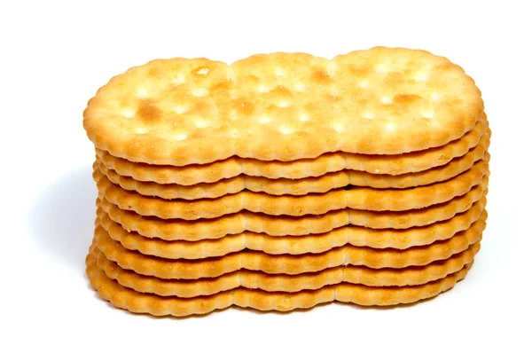 Salted cracker isolated on over white background — Stock Photo, Image