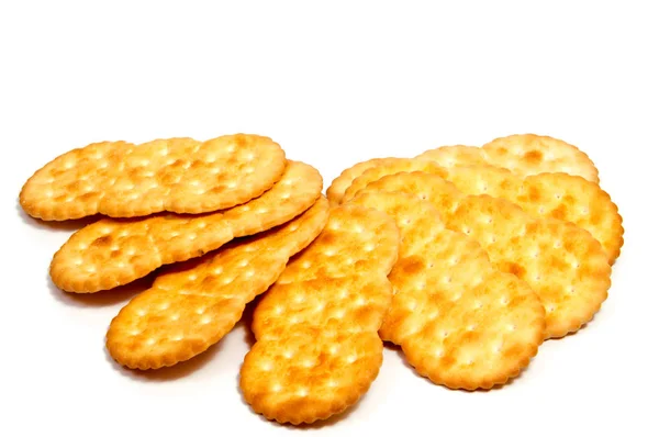 Salted cracker isolated on over white background — Stock Photo, Image