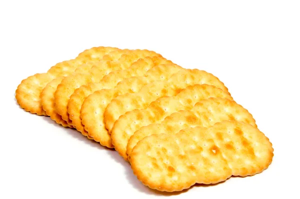 Gezouten cracker geïsoleerd op over Wit — Stockfoto