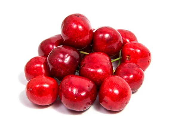 Fruta vermelha cereja no fundo branco — Fotografia de Stock