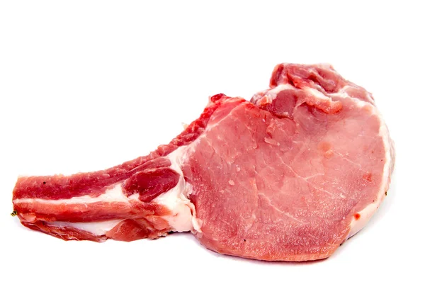 흰색 배경에 고립 된 돼지고기 베이컨 — 스톡 사진