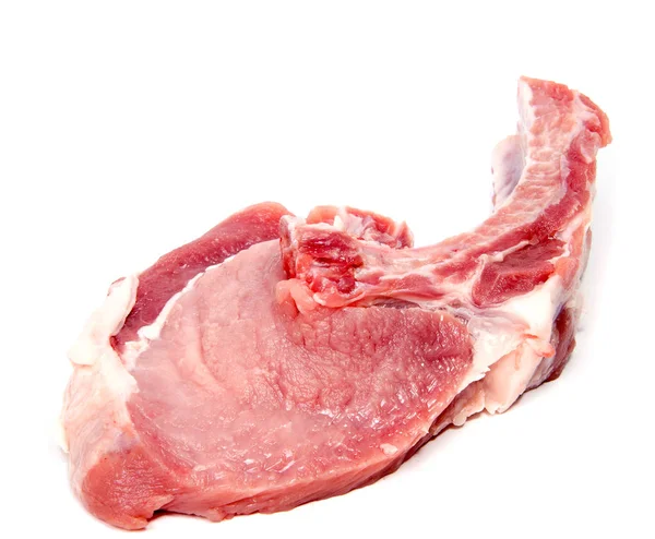 흰색 배경에 고립 된 돼지고기 베이컨 — 스톡 사진
