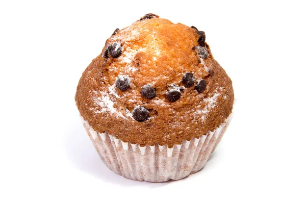 Chocolate Chip Muffin isoliert auf weiß — Stockfoto