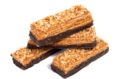 Beyaz bir arka plan üzerinde izole Çikolatalı gofret.