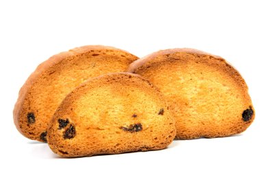 Beyaz arkaplanda izole edilmiş kızarmış ekmek.