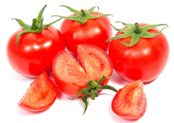 在白色背景上分离的红色西红柿 — 图库照片