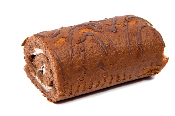 Herbatniki Swiss Roll Białym Tle Tle — Zdjęcie stockowe