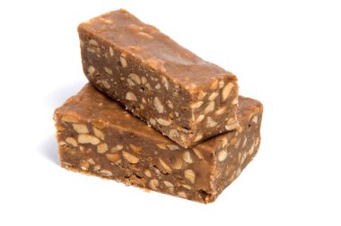 çikolata beyaz / kakao protein Çubuğu'nda izole / çikolata şeker beyaz arka plan üzerinde izole