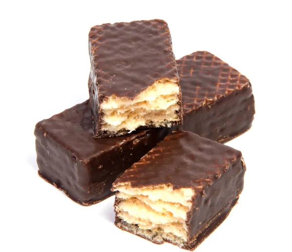 Schokoladenwaffeln Isoliert Auf Weißem Hintergrund — Stockfoto