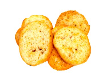 beyaz arkaplanda izole edilmiş kuru ekmek .