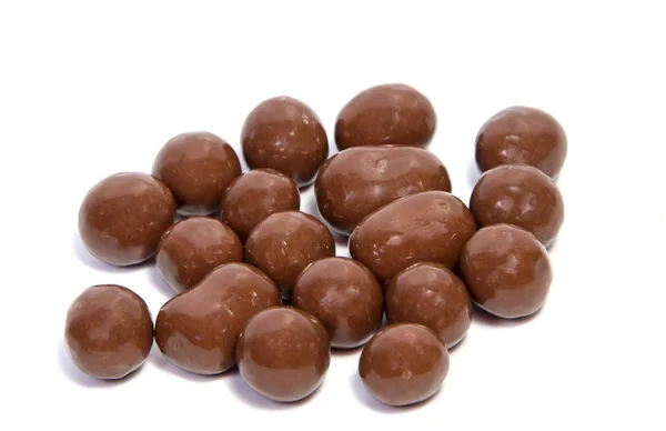 Almonds Chocolate Glaze White Background — Stock Photo, Image