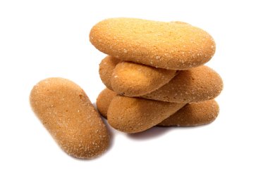 Beyaz arkaplanda küçük bisküviler . .