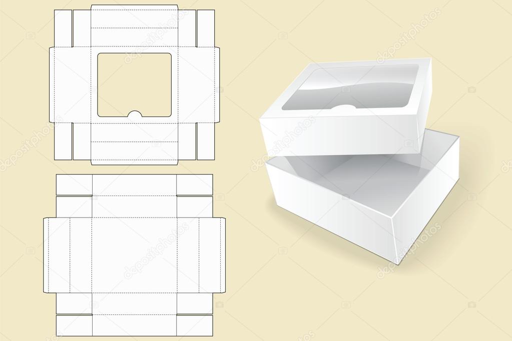 Box template. Packaging. White Cardboard Box. Vector illustration. Opened White Cardboard Package Box.