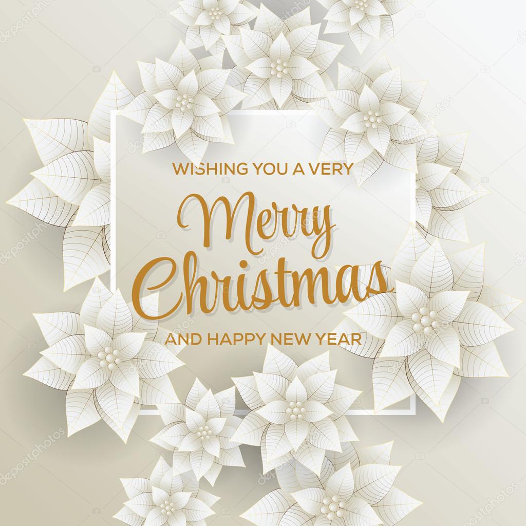 Merry Christmas Happy New Year Card White and Gold Background — Vektor od visarts