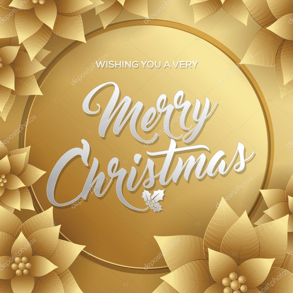 Merry Christmas Happy New Year Card Gold Background — Vektor od visarts