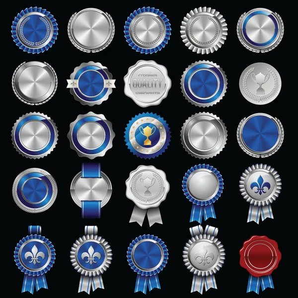 Set di sigilli e badge per cera certificato — Vettoriale Stock