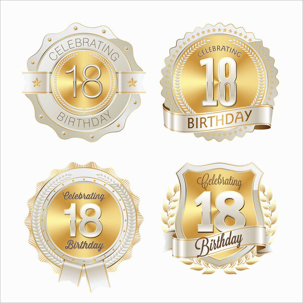 18th Birthday Celebration. Set of Birthday Badges.