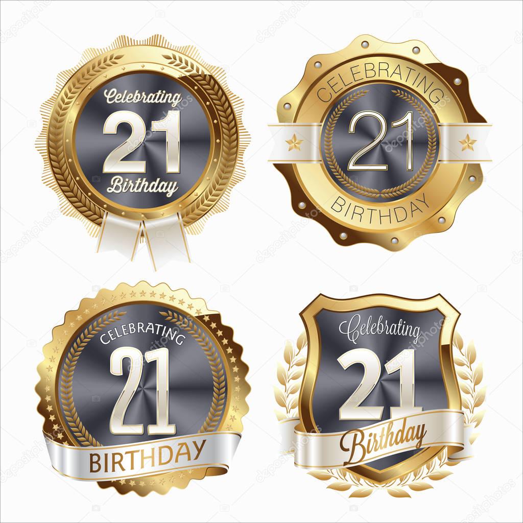 21st Birthday Celebration. Set of Birthday Badges.