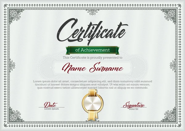 Certificate Achievement Vintage Frame — Stock Vector