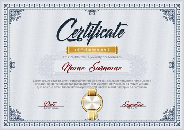 Certificato Realizzazione Vintage Frame — Vettoriale Stock