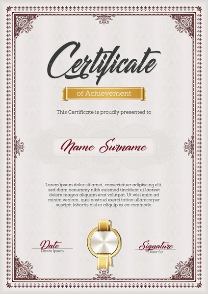 Certificato Realizzazione Vintage Frame — Vettoriale Stock