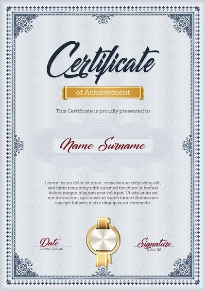 Certificato Realizzazione Vintage Frame — Vettoriale Stock