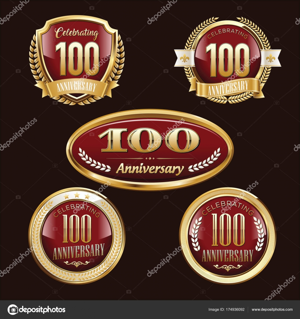 Ensemble Luxe Badge Anniversaire 100e Anniversaire Image Vectorielle Visarts C Ensemble Luxe Badge Anniversaire 100e Anniversaire Image Vectorielle Visarts C