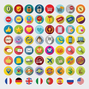 Alışveriş simgeler. Web işareti ve semboller. On-line mağaza.