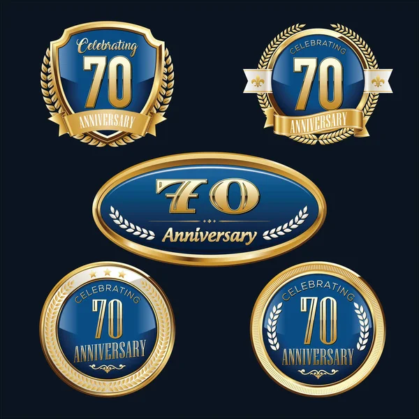 Verjaardag Badge Luxe Set 70E Verjaardag — Stockvector