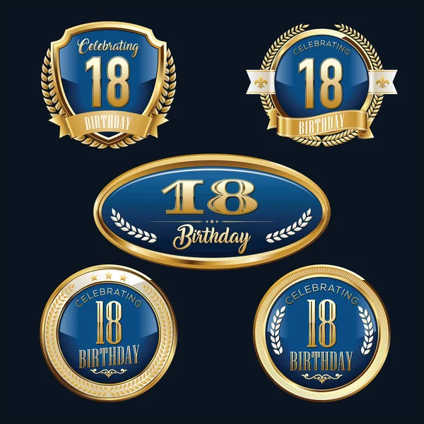 Aniversario Insignia Set Lujo Xviii Aniversario — Vector de stock