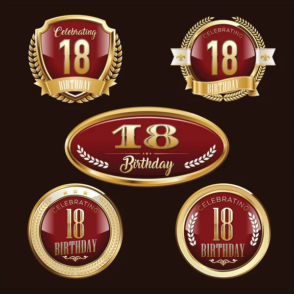 Aniversario Insignia Lujo Set 18Th Aniversario — Vector de stock