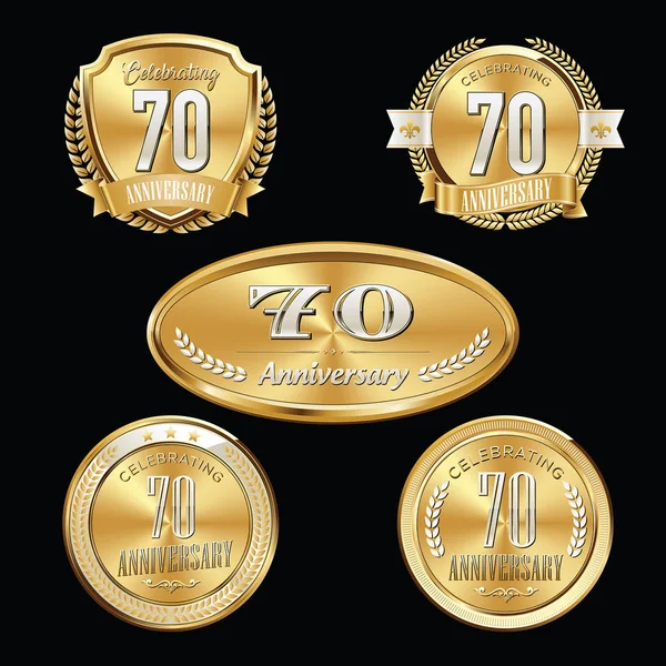 Verjaardag Badge Luxe Set 70Th Verjaardag — Stockvector