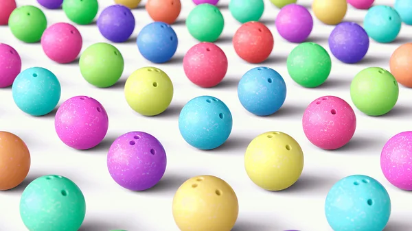 Renkli Bowling topları, geniş açı dizisi