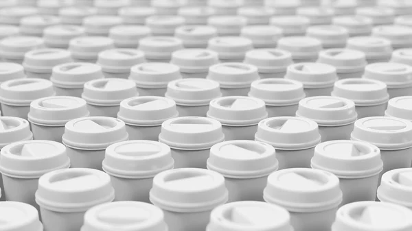 中景中大量的白色咖啡杯 — 图库照片