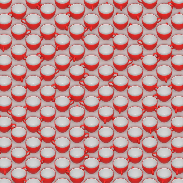 Una gran matriz isométrica de tazas de café de cerámica roja y blanca —  Fotos de Stock