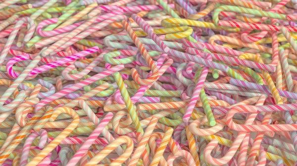Enorme e disordinato mucchio di caramelle può in vari colori — Foto Stock