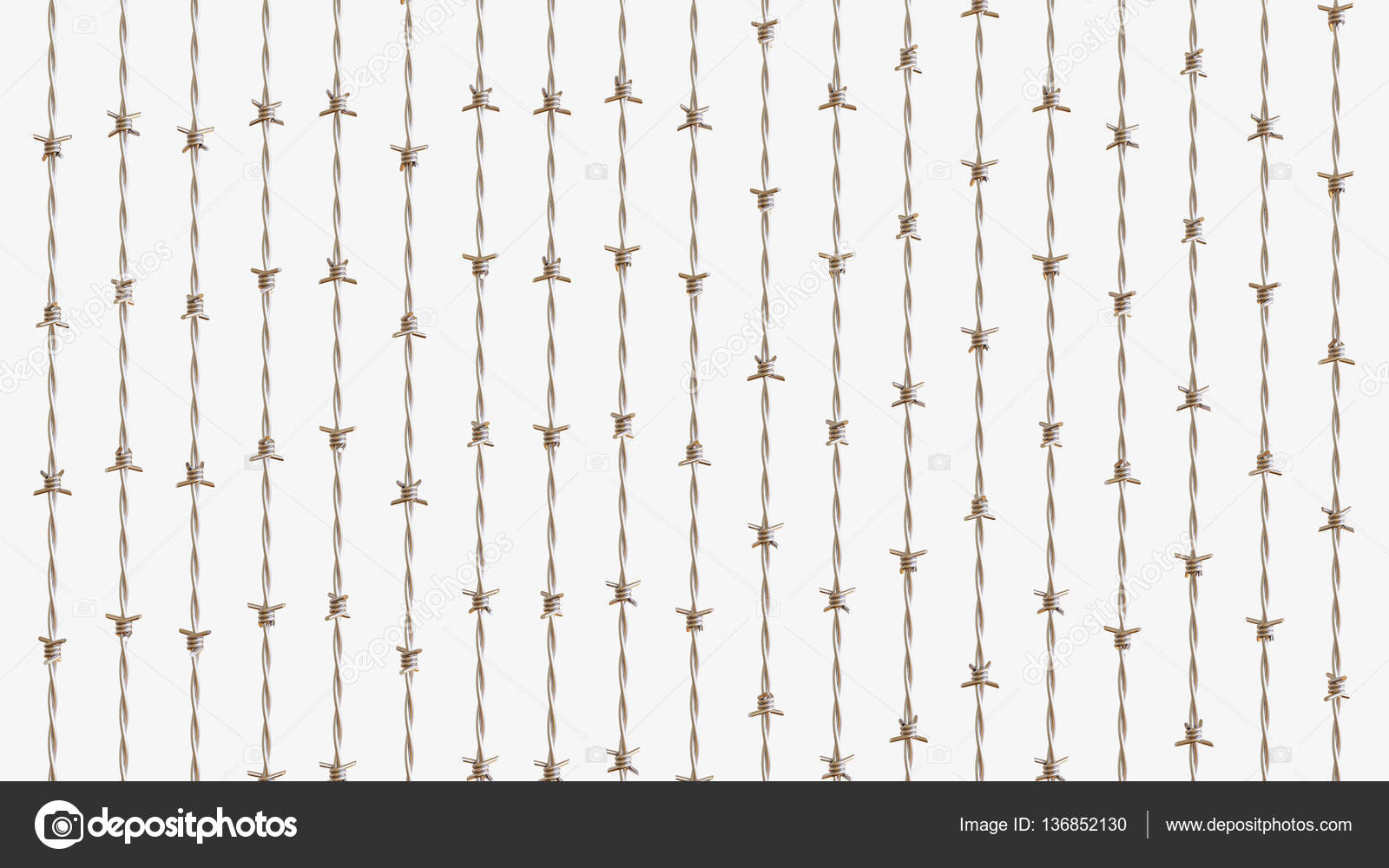 白い背景の上の銅の有刺鉄線の縦のライン ストック写真 C Stockmorrison