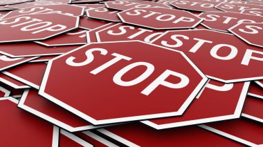 Kırmızı sekizgen durdurmak işaret yığını