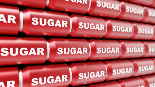 Kırmızı Soda kutular şeker etiketli bir dizi