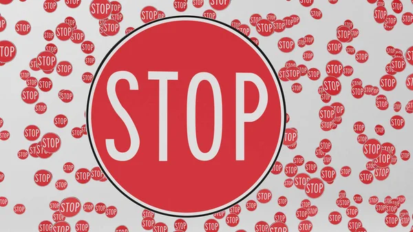 Segnali di stop circolari rossi e bianchi — Foto Stock