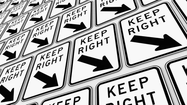 Packed Array of Keep Right Signs — Stock Photo, Image