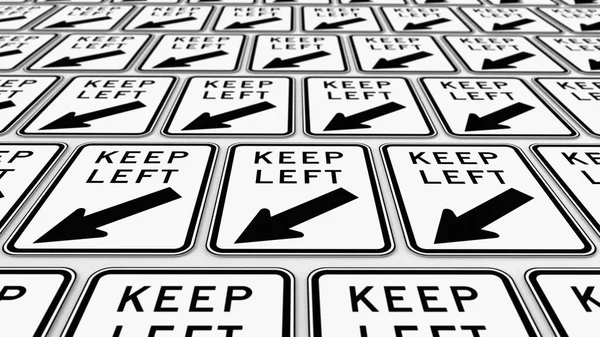 Packed Array of Keep Left Traffic Signs — Stock Photo, Image