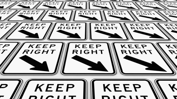 Packed Array of Keep Right Traffic Signs — Stock Photo, Image