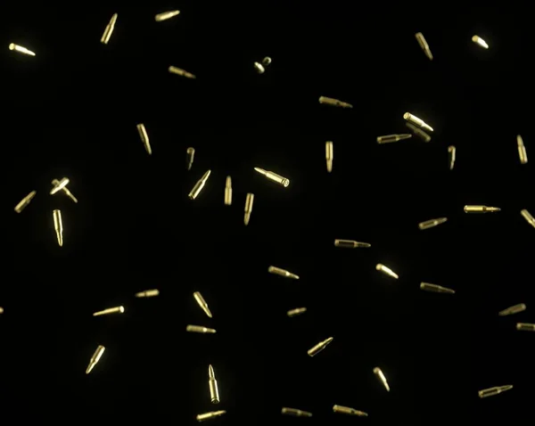 Siyah üzerinde yüzen altın tüfek mermi
