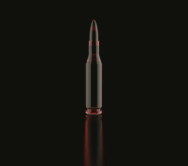 Balle de fusil en verre rouge sur noir — Photo