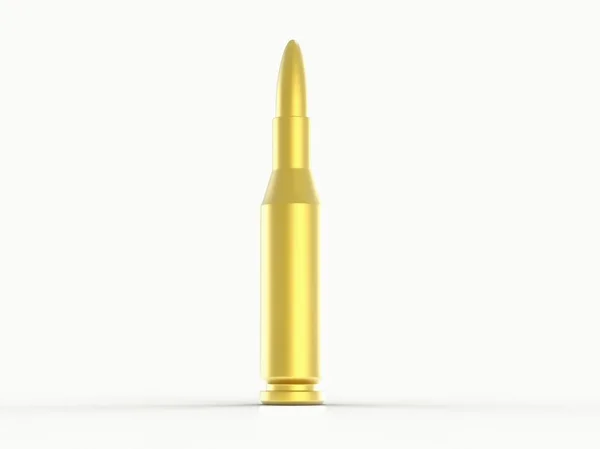 Balle de fusil d'or simple sur blanc — Photo